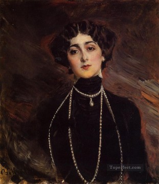  old Oil Painting - Portrait of Lina Cavalieri genre Giovanni Boldini